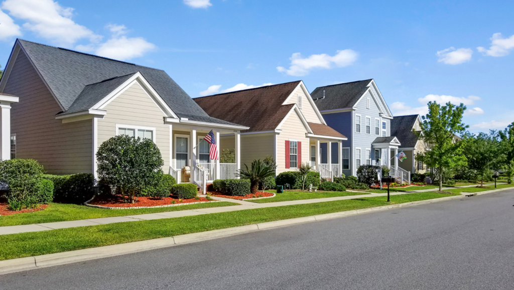 Three homes in the neighborhood of SouthWood in Tallahassee, Florida.
