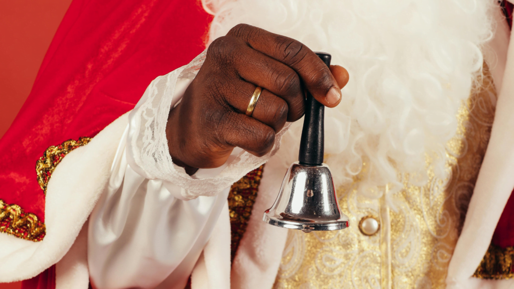 Santa ringing the bell for Salvation Army at Christmas